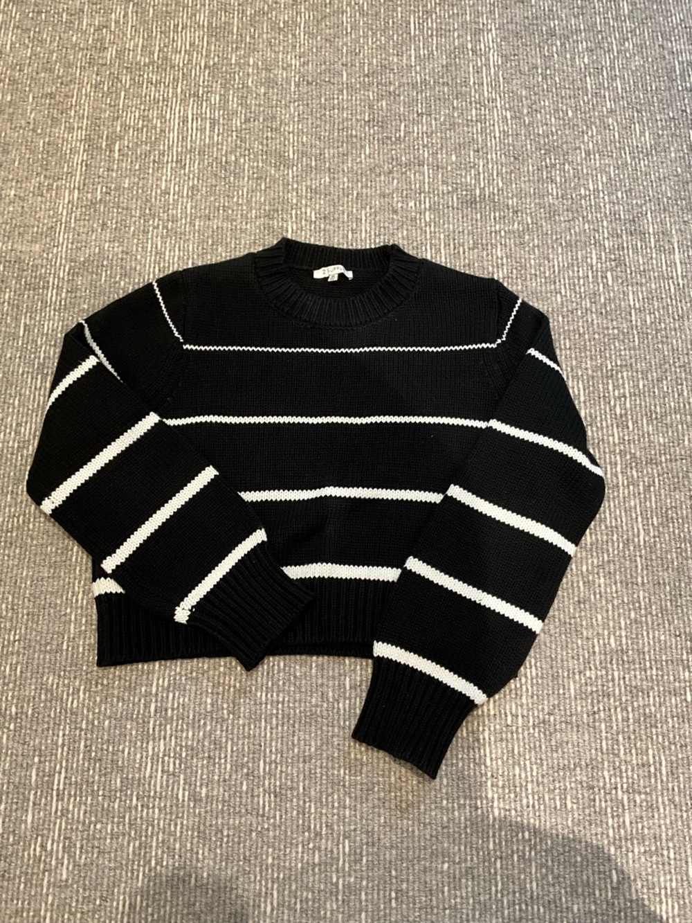 Z Supply Black and White Striped Crew Sweater
